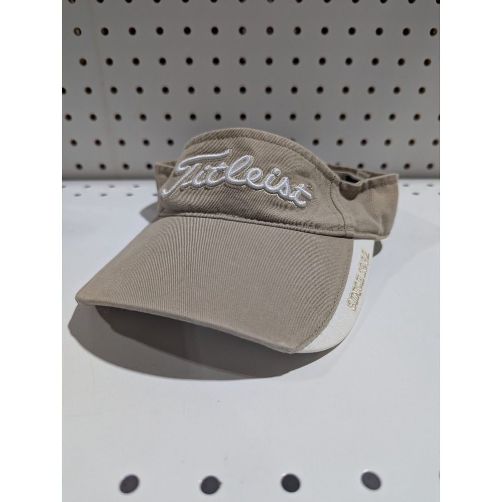 Titleist Golf Visor Hat‎ Beige White Adjustable Strapback